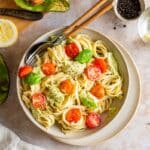 Avocado and Tomato Pasta.