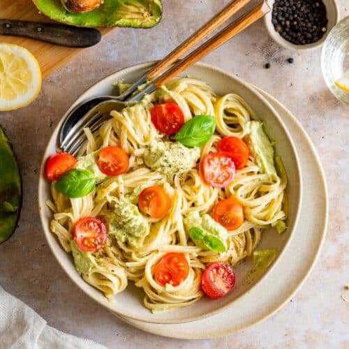 Avocado and Tomato Pasta.