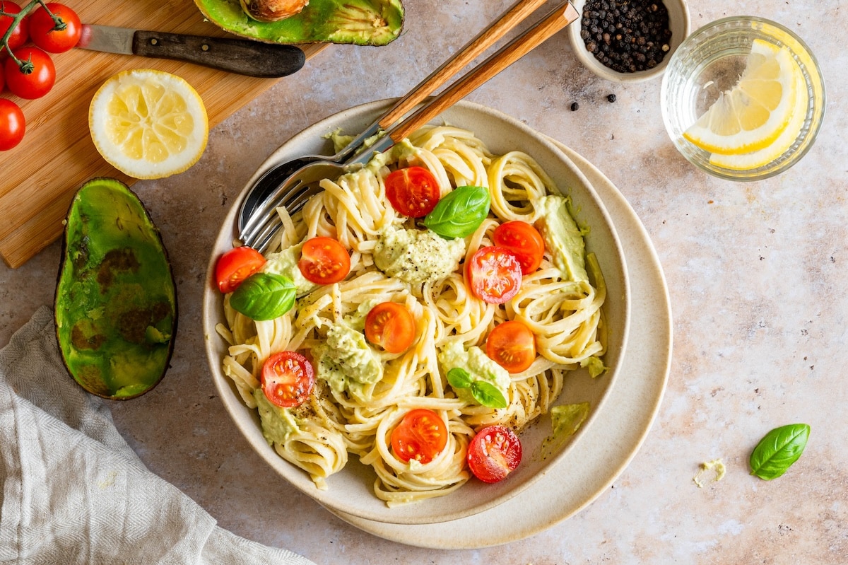 Avocado and Tomato Pasta.
