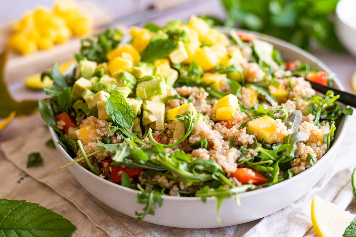 Quinoa mango avocado salad.