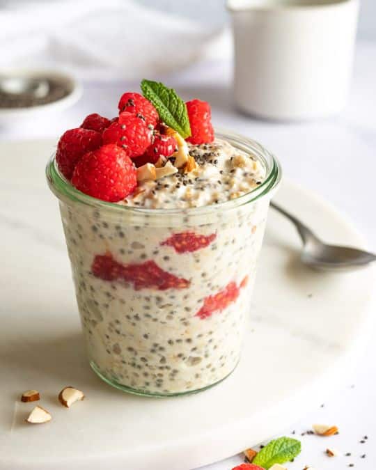 Raspberry Chia Overnight Oats.